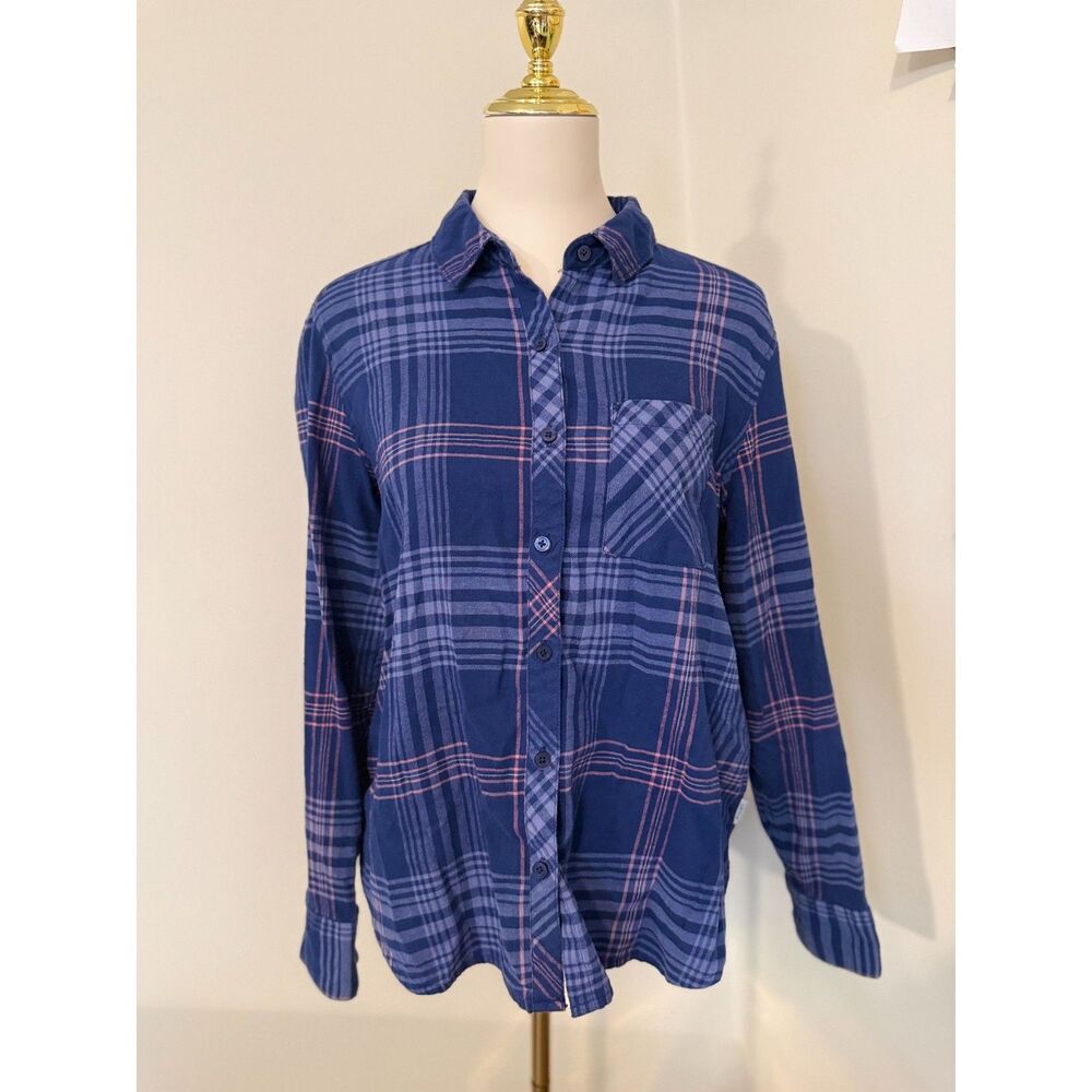 Orvis Classic Collection Plaid Flannel Button Down Shirt Women’s M Blue Pink